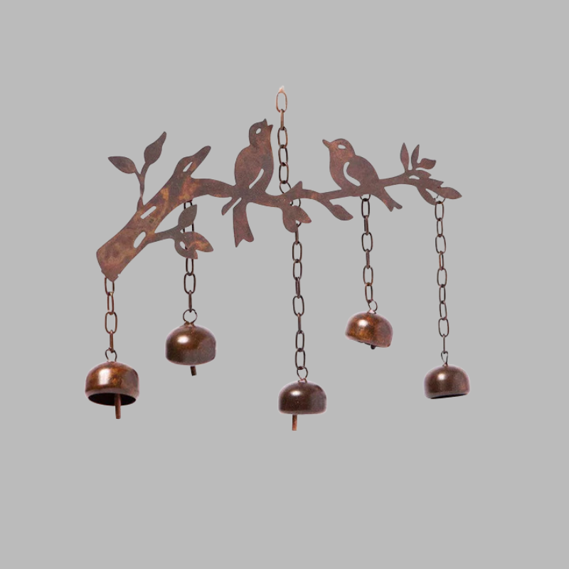 Rustic Iron Wind Chime – Charming Songbird Outdoor Garden Decor