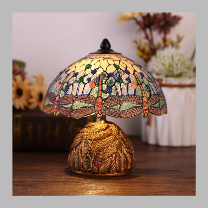 Vintage Dragonfly Flower Lamp – Elegant Retro Lighting