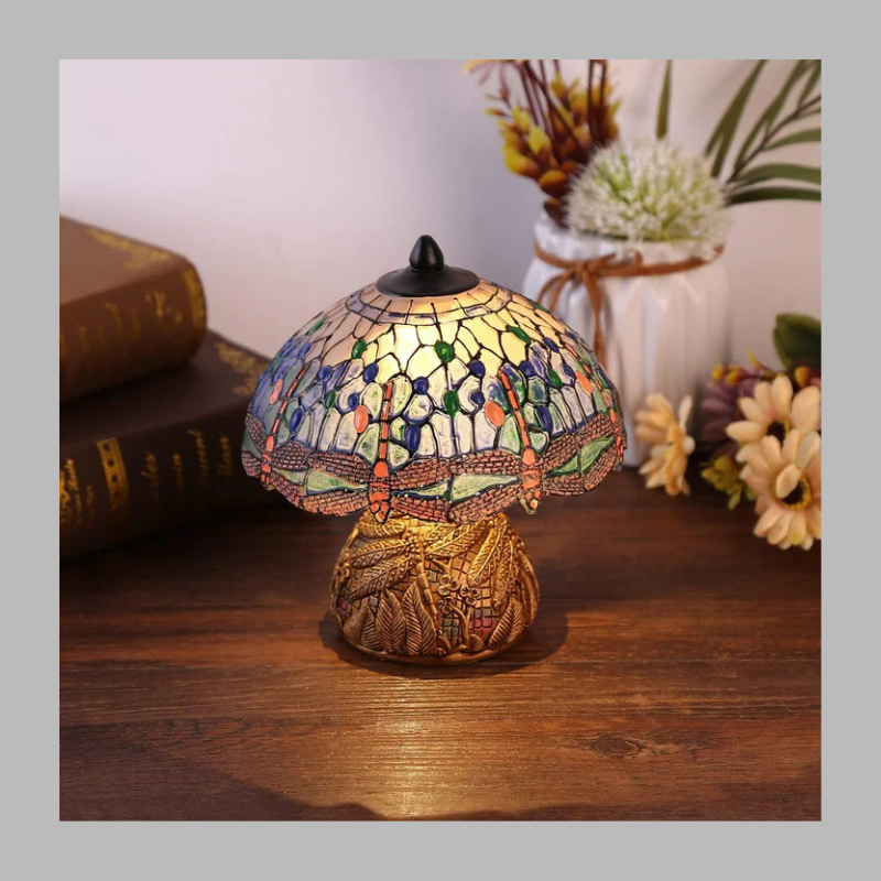 Vintage Dragonfly Flower Lamp – Elegant Retro Lighting
