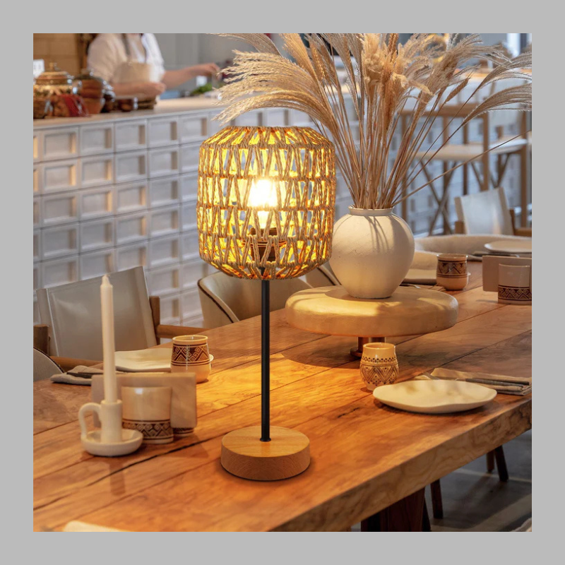 3-Way Dimmable Rattan Table Lamp – Touch Control Boho Chic Desk Light