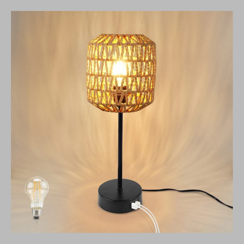3-Way Dimmable Rattan Table Lamp – Touch Control Boho Chic Desk Light