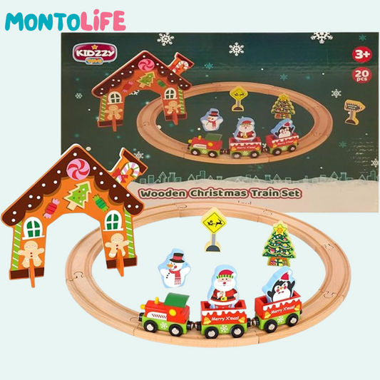 Holiday Express Train Set – Festive Wooden Railway