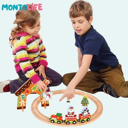 Holiday Express Train Set – Festive Wooden Railway