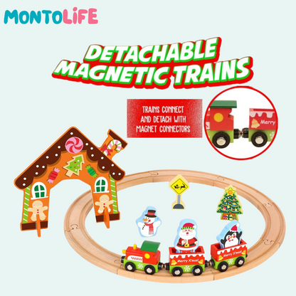 Holiday Express Train Set – Festive Wooden Railway