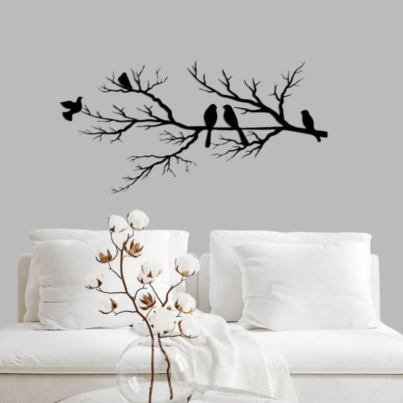 Elegant Metal Bird on Branch Wall Art – Modern Nature-Inspired Home Decoration