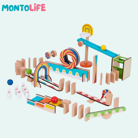 Wooden Domino Track – Creative Chain Reaction STEM Learning Toy