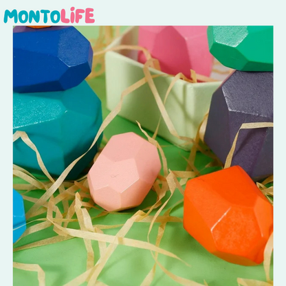 Wooden Balancing Stones - Stacking Set for Fine Motor Skills
