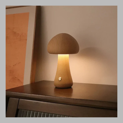 Enchanted Wooden Mushroom Lamp – Whimsical Nature-Inspired Ambient Lighting