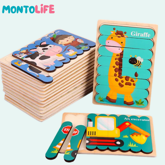 Reversible Puzzle Collection – 5-Pack Wooden Educational Learning Set