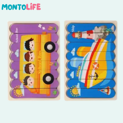 Reversible Puzzle Collection – 5-Pack Wooden Educational Learning Set