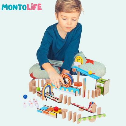 Wooden Domino Track – Creative Chain Reaction STEM Learning Toy