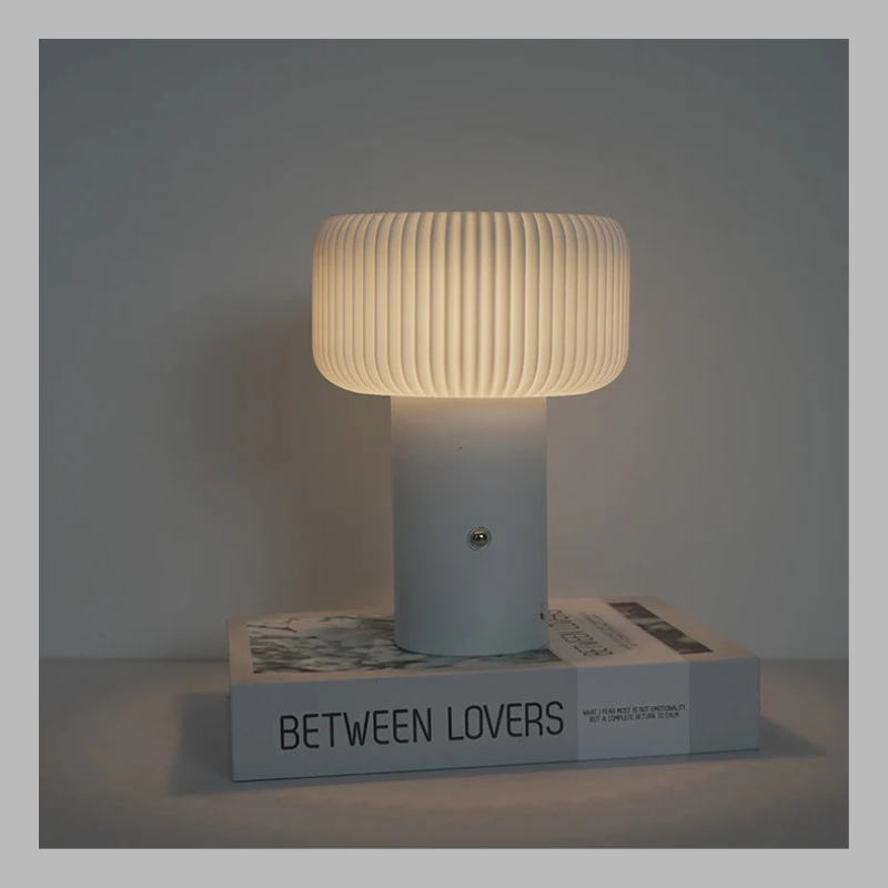 Modern Striped Cylinder LED Table Lamp – Rechargeable Nordic Metal Lighting