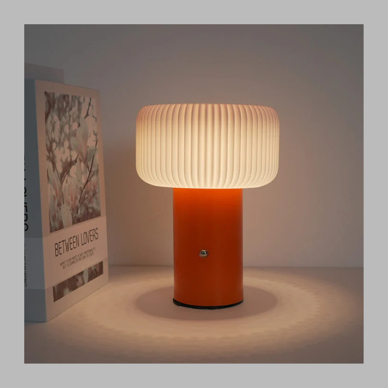 Modern Striped Cylinder LED Table Lamp – Rechargeable Nordic Metal Lighting