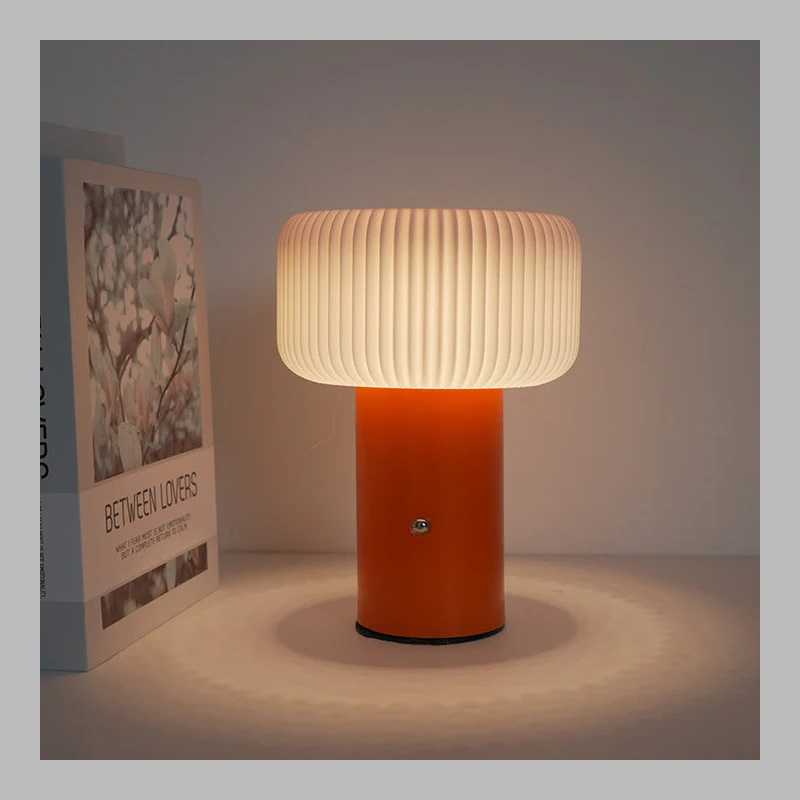 Modern Striped Cylinder LED Table Lamp – Rechargeable Nordic Metal Lighting