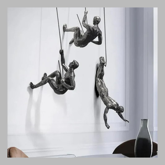 Creative Wall Sculpture Set – Modern 3D Climbing Man