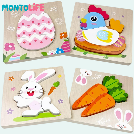 Seasonal Spring Puzzle Set – 4-Pack Wooden Educational Learning Toys