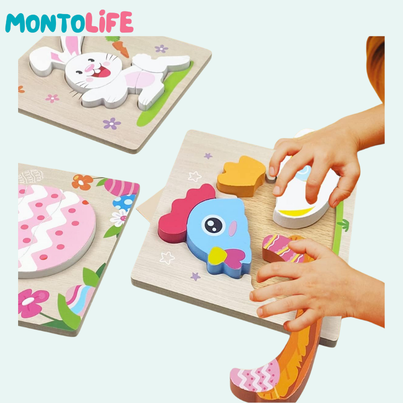 Seasonal Spring Puzzle Set – 4-Pack Wooden Educational Learning Toys