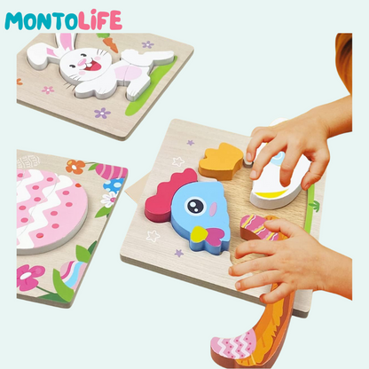 Seasonal Spring Puzzle Set – 4-Pack Wooden Educational Learning Toys