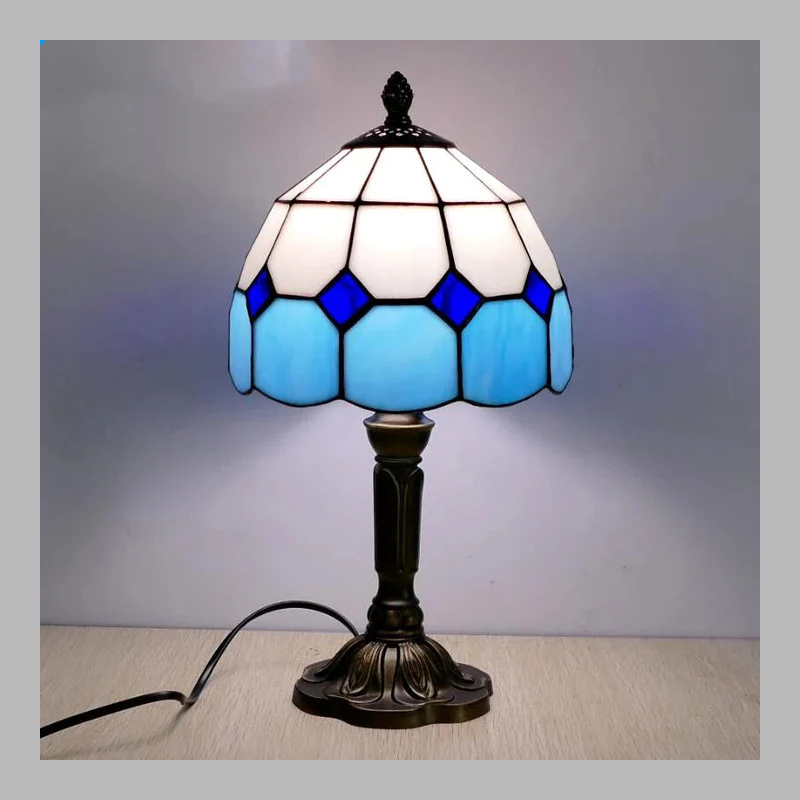Vintage Tiffany Glass LED Table Lamp – Retro Baroque Elegance