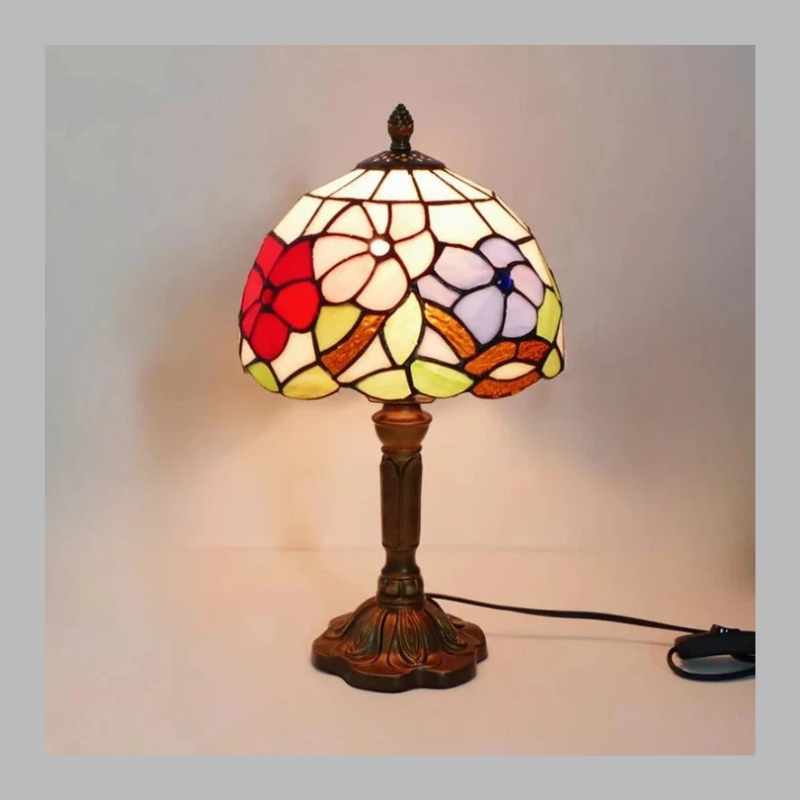 Vintage Tiffany Glass LED Table Lamp – Retro Baroque Elegance