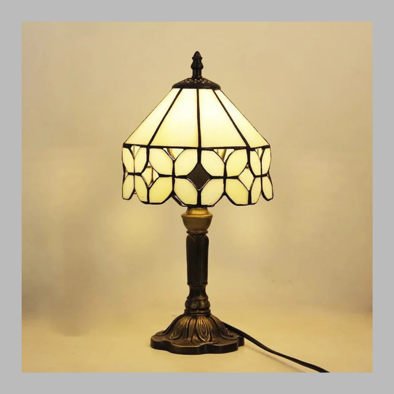 Vintage Tiffany Glass LED Table Lamp – Retro Baroque Elegance