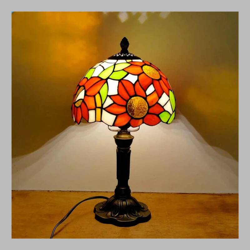 Vintage Tiffany Glass LED Table Lamp – Retro Baroque Elegance