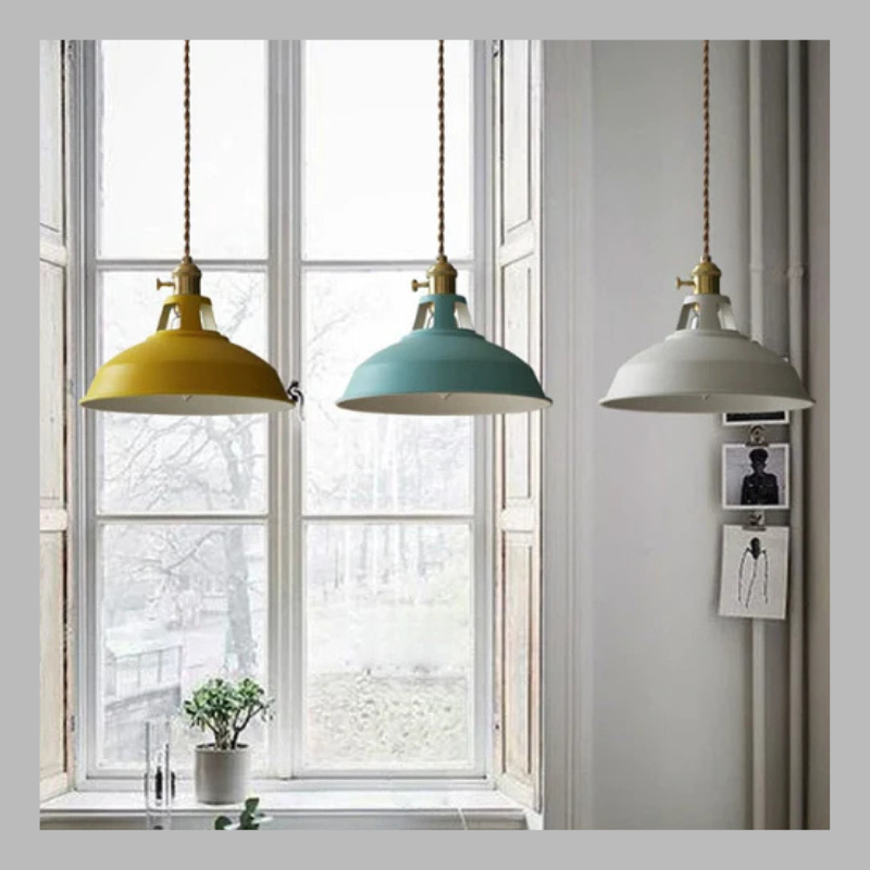 Retro Pastel Metal Pendant Light – Chic Vintage Ceiling Lamp