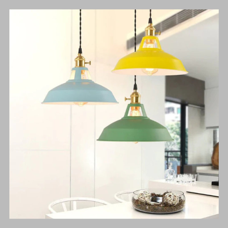 Retro Pastel Metal Pendant Light – Chic Vintage Ceiling Lamp