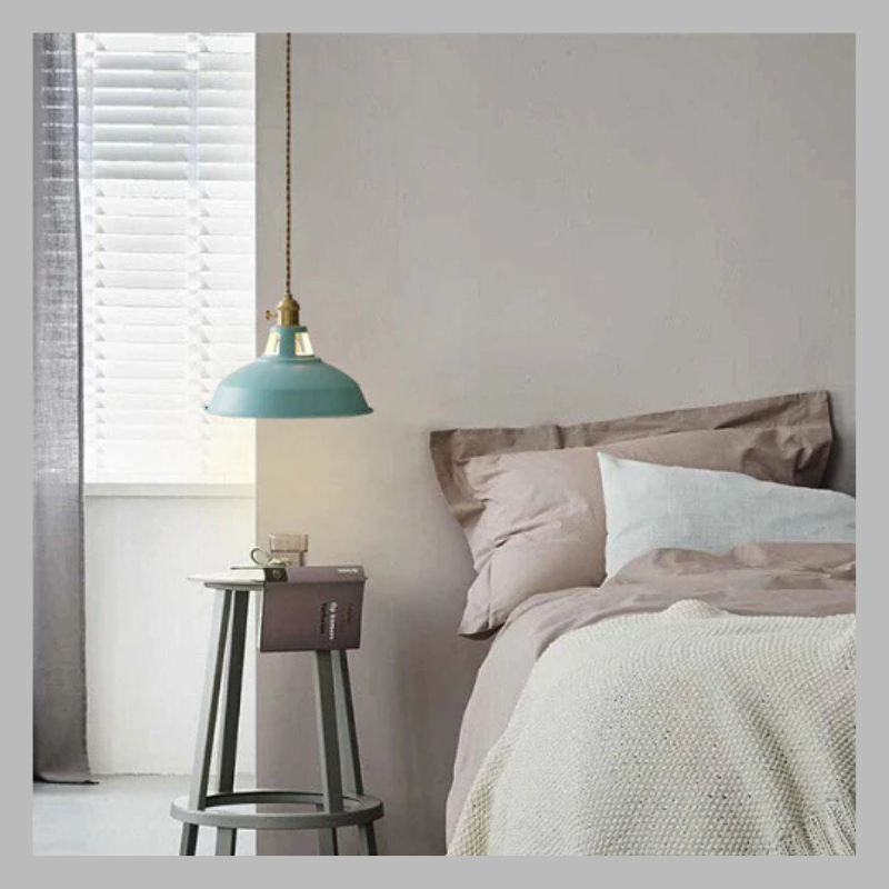 Retro Pastel Metal Pendant Light – Chic Vintage Ceiling Lamp