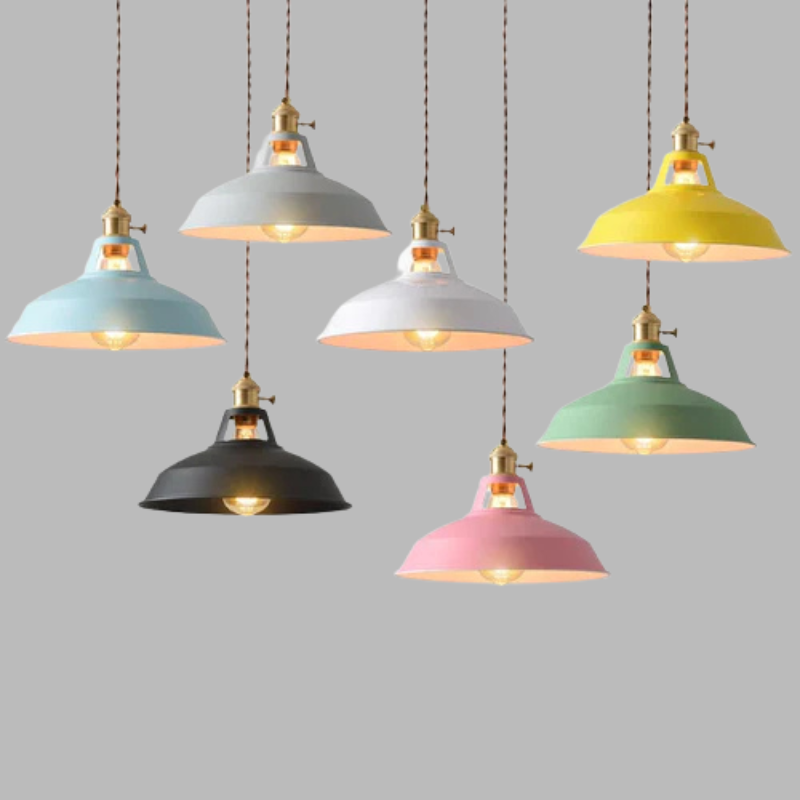 Retro Pastel Metal Pendant Light – Chic Vintage Ceiling Lamp