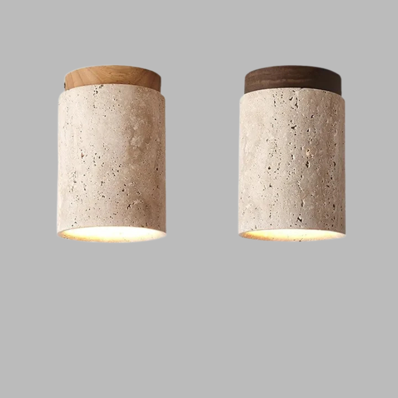 Elegant Travertine Ceiling Light – Modern Minimalist Natural Stone Fixture