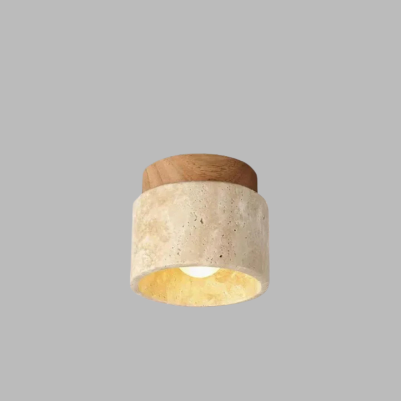 Elegant Travertine Ceiling Light – Modern Minimalist Natural Stone Fixture