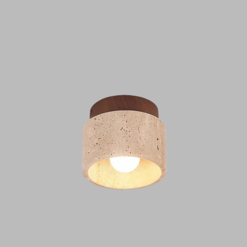 Elegant Travertine Ceiling Light – Modern Minimalist Natural Stone Fixture