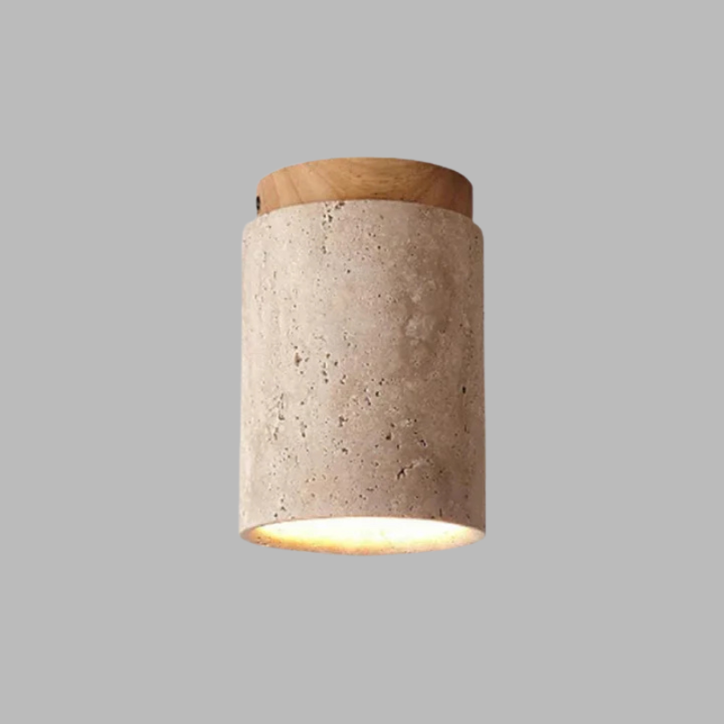 Elegant Travertine Ceiling Light – Modern Minimalist Natural Stone Fixture