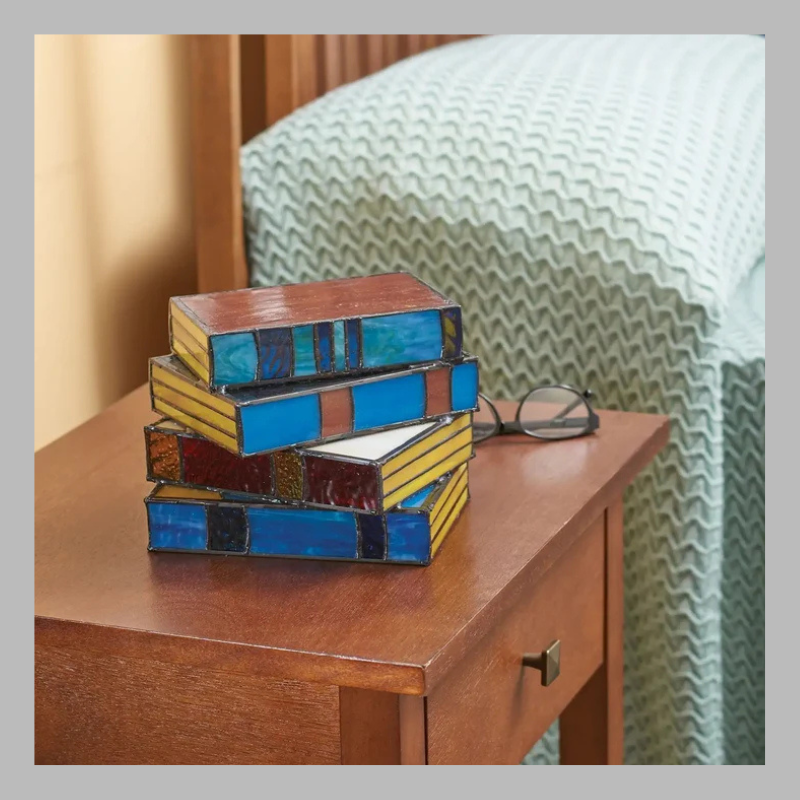 Stained Glass Book Night Light – Vibrant Storybook Inspired Bedside Lamp