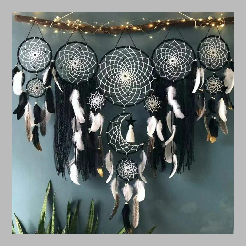 Handmade Boho Dreamcatcher Set – 5-Piece Artistic Wall Hanging Decor