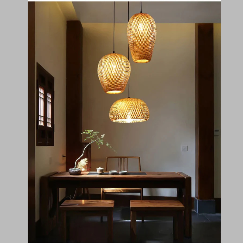 Handmade Rattan Pendant Light – Boho Chic Hanging Lamp