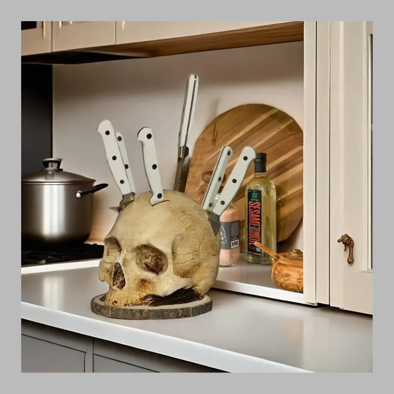 Gothic Skull Knife Holder – Bold & Unique Kitchen Statement Piece