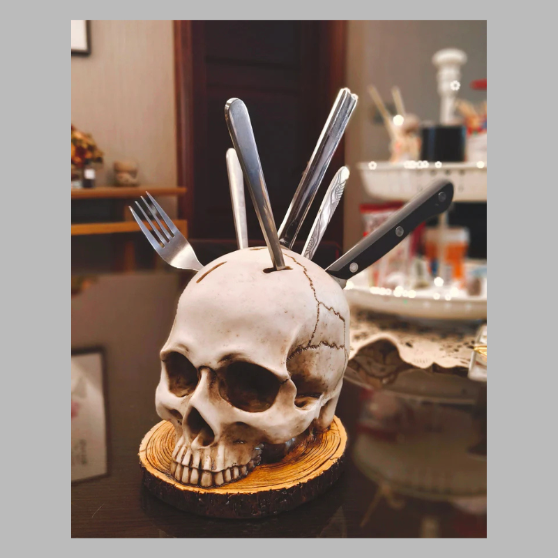 Gothic Skull Knife Holder – Bold & Unique Kitchen Statement Piece