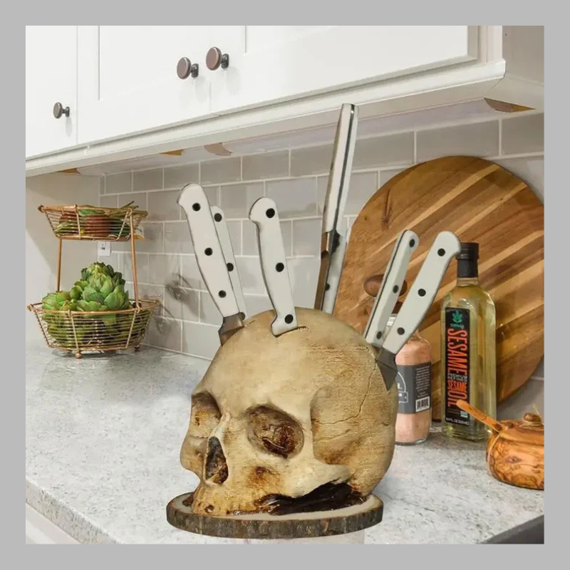 Gothic Skull Knife Holder – Bold & Unique Kitchen Statement Piece