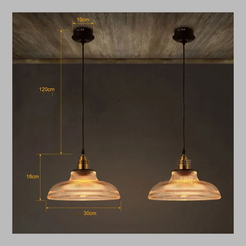Retro Industrial Glass Pendant Light – Vintage Ceiling Lamp