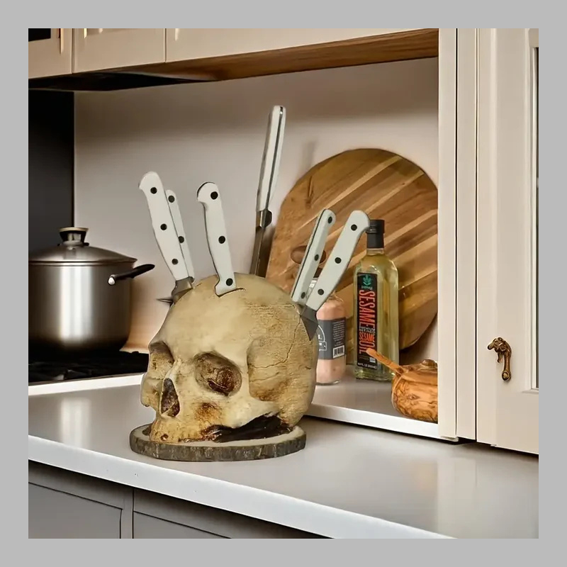 Gothic Skull Knife Holder – Bold & Unique Kitchen Statement Piece