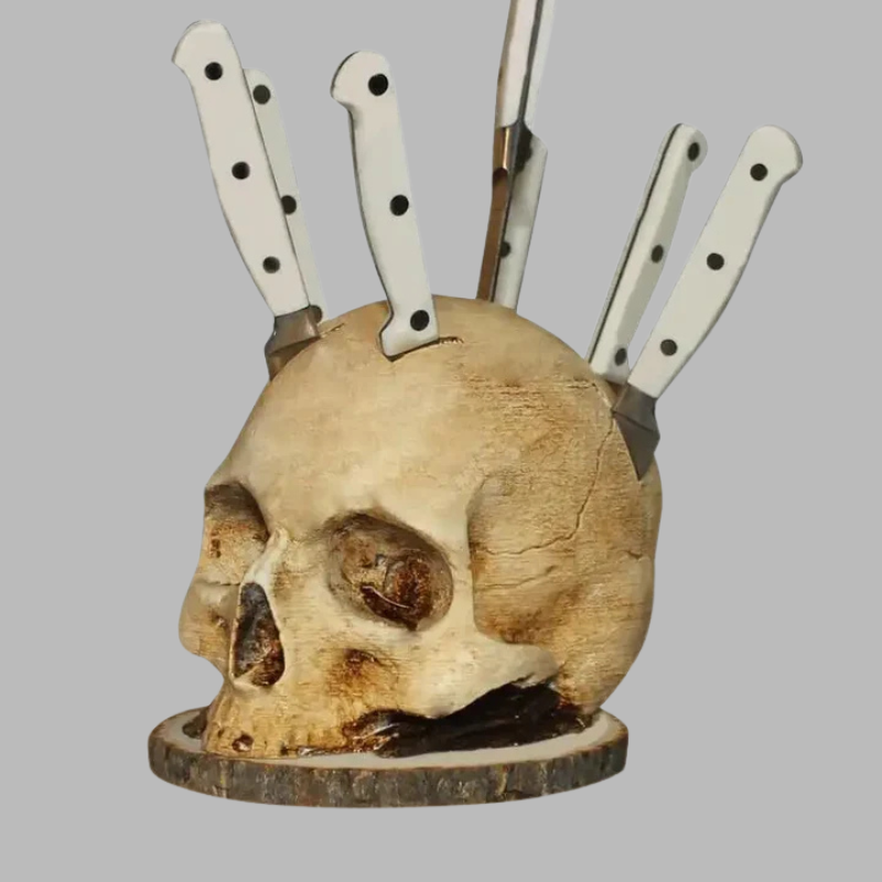 Gothic Skull Knife Holder – Bold & Unique Kitchen Statement Piece