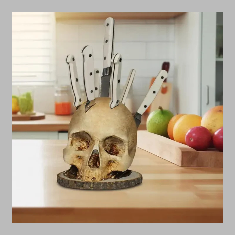 Gothic Skull Knife Holder – Bold & Unique Kitchen Statement Piece