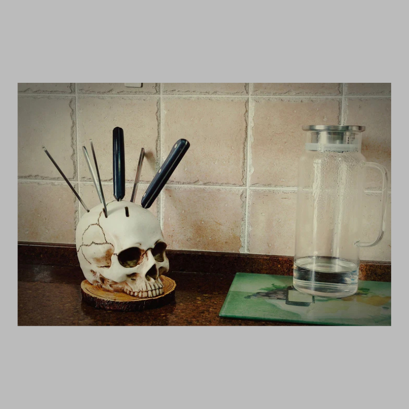 Gothic Skull Knife Holder – Bold & Unique Kitchen Statement Piece