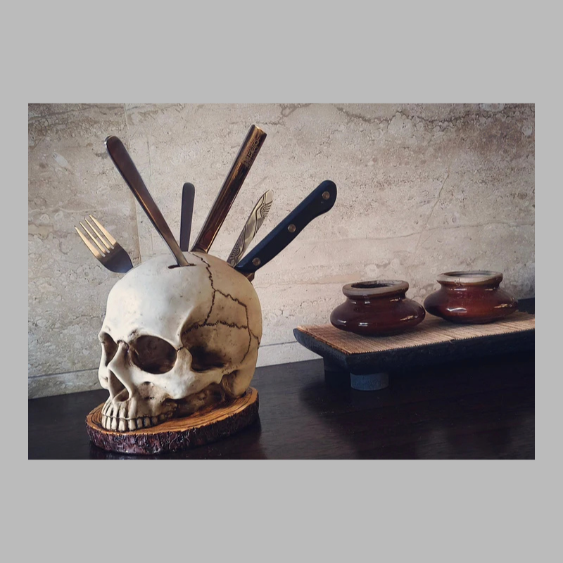 Gothic Skull Knife Holder – Bold & Unique Kitchen Statement Piece