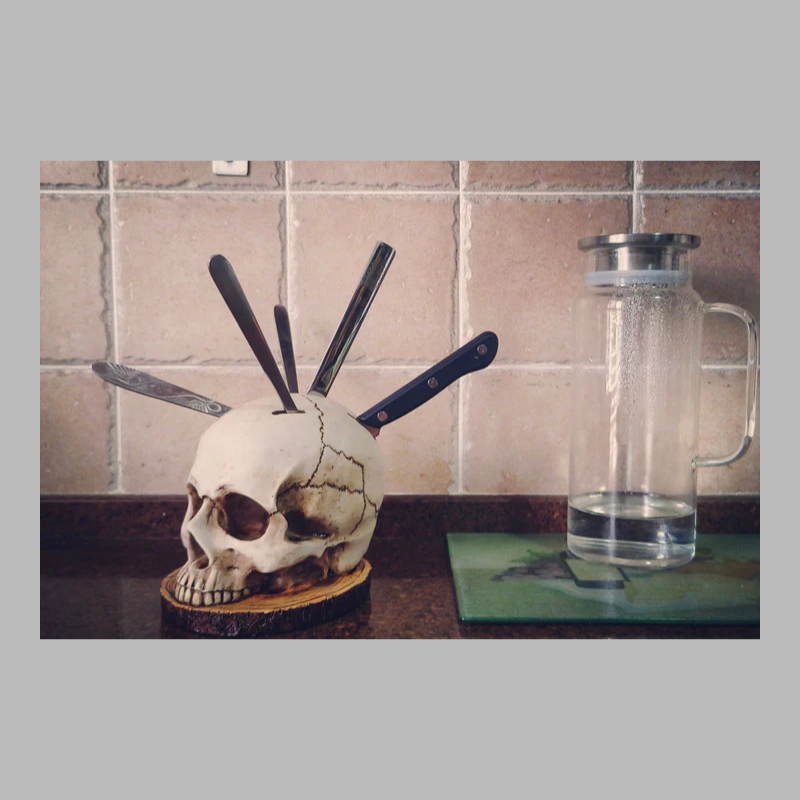 Gothic Skull Knife Holder – Bold & Unique Kitchen Statement Piece