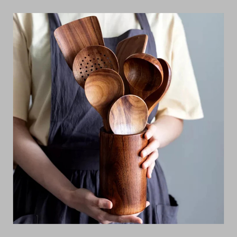 Premium Teak Wood Kitchen Tool Set – Durable, Eco-Friendly & Stylish