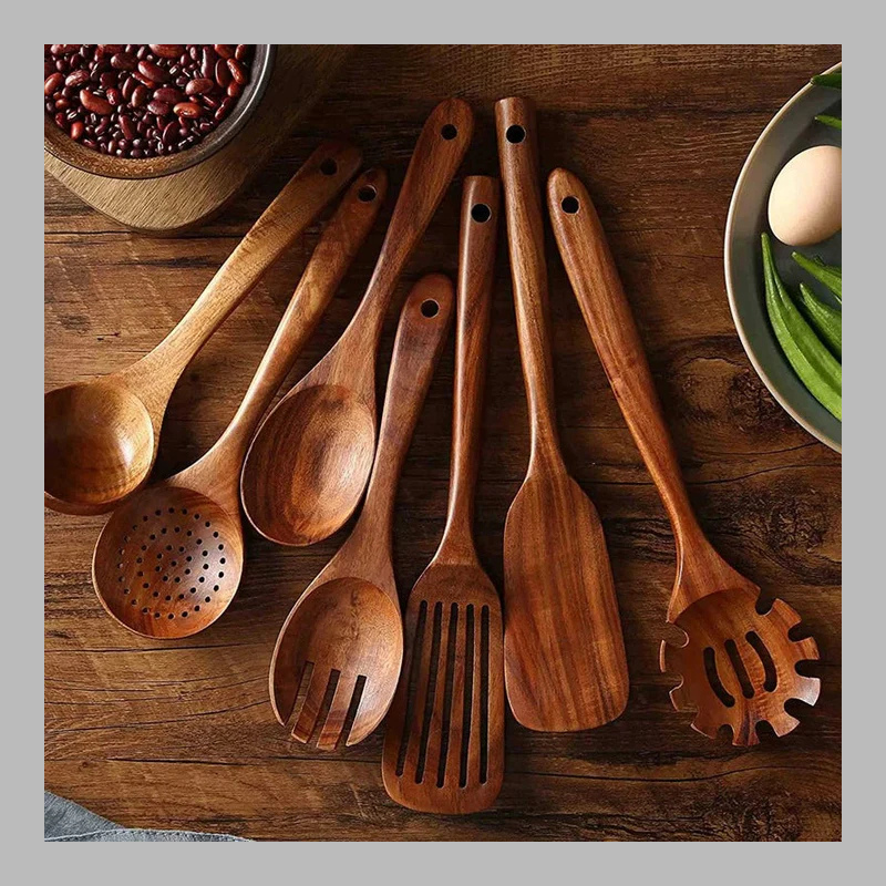 Premium Teak Wood Kitchen Tool Set – Durable, Eco-Friendly & Stylish