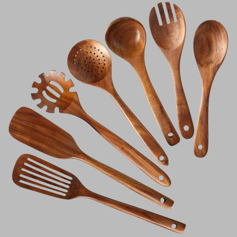 Premium Teak Wood Kitchen Tool Set – Durable, Eco-Friendly & Stylish